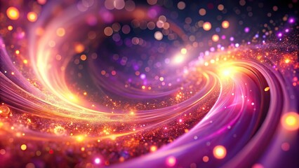 Obraz premium Abstract pink and purple swirls with glowing orange accents and sparkling particles
