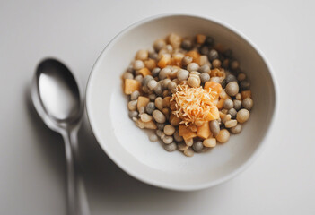 Farofa on bowl isolated on white background