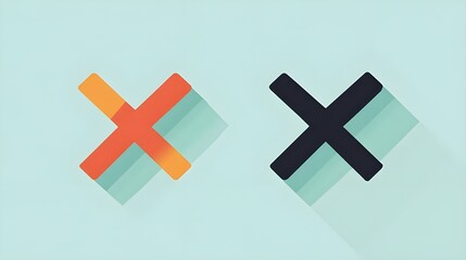 Obraz premium Flat check mark and cross symbols