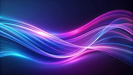 Abstract purple blue wave background flowing in cyberspace Reflected