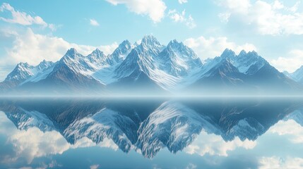 Obraz premium A mountain range with a lake in the foreground