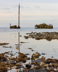 MV Kaffir Clyde puffer shipwreck rusting and abandoned north of Ayr Harbour