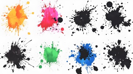 Fototapeta premium Ink splat stain texture set