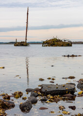 MV Kaffir Clyde puffer shipwreck rusting and abandoned north of Ayr Harbour