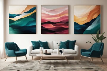 Elegant Abstract Color Fields for Modern Interior Art Decoration