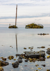 MV Kaffir Clyde puffer shipwreck rusting and abandoned north of Ayr Harbour