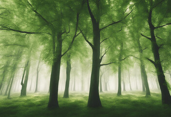 Fototapeta premium Green trees in the forest isolated on white background