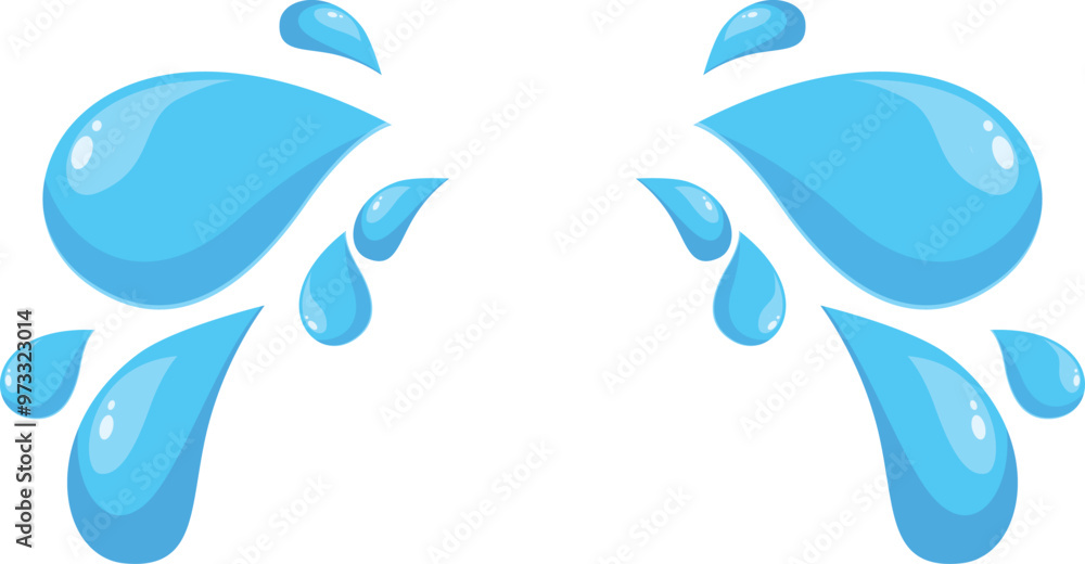 Poster two symmetrical splashes of water droplets are making a refreshing design