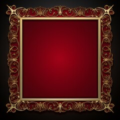 Photo Frame Golden Border Created with Generative AI Technology