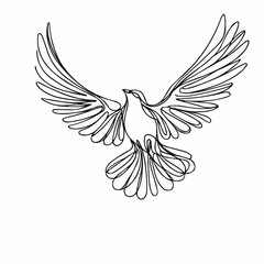 Bird in Flight Continuous Line Art