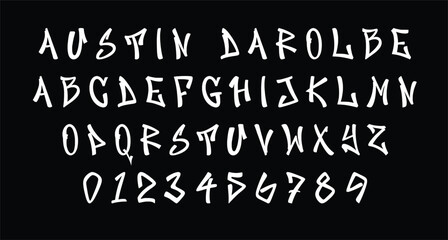 Austin Darolbe graffiti display font. With brush stroke, fun character.