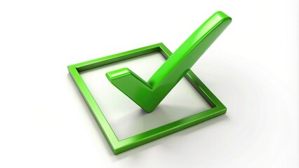 Checkbox with a green checkmark representing completion or approval isolated on a white background, finished task., validation, selection, isolated, tick, white background, success