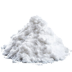 Small mound of fine white powder on a surface isolated transparent