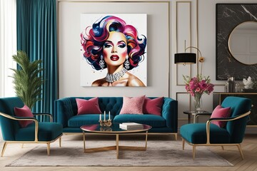 Elegant Glamorous Woman Canvas Art with Bold Colors for Stylish Home Decor