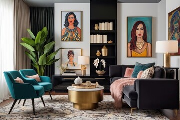 Fototapeta premium Elegant Representations of Women's Identity in Contemporary Interior Design Exploring the Artistic Journey of Creative Narratives