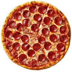 Hot, delicious pepperoni pizza isolated transparent