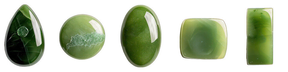 Variety of Green Jade Gemstone Cuts and Shapes for Jewelry 