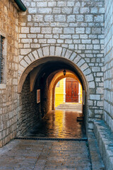 Fototapeta premium Arch in old town of Krk, Krk island, Croatia