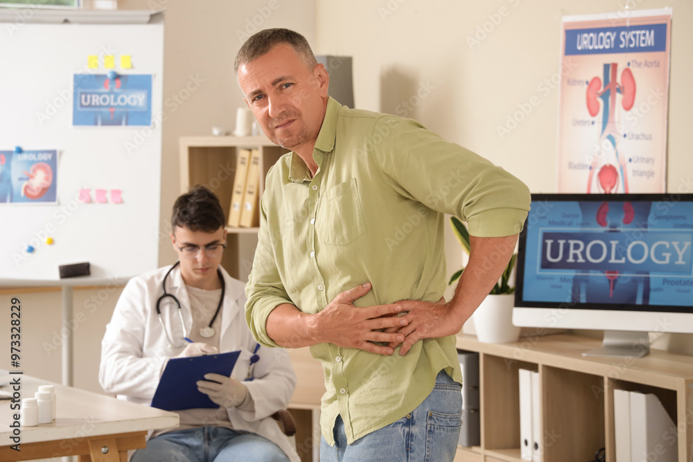 Canvas Prints ill mature man visiting urologist in clinic