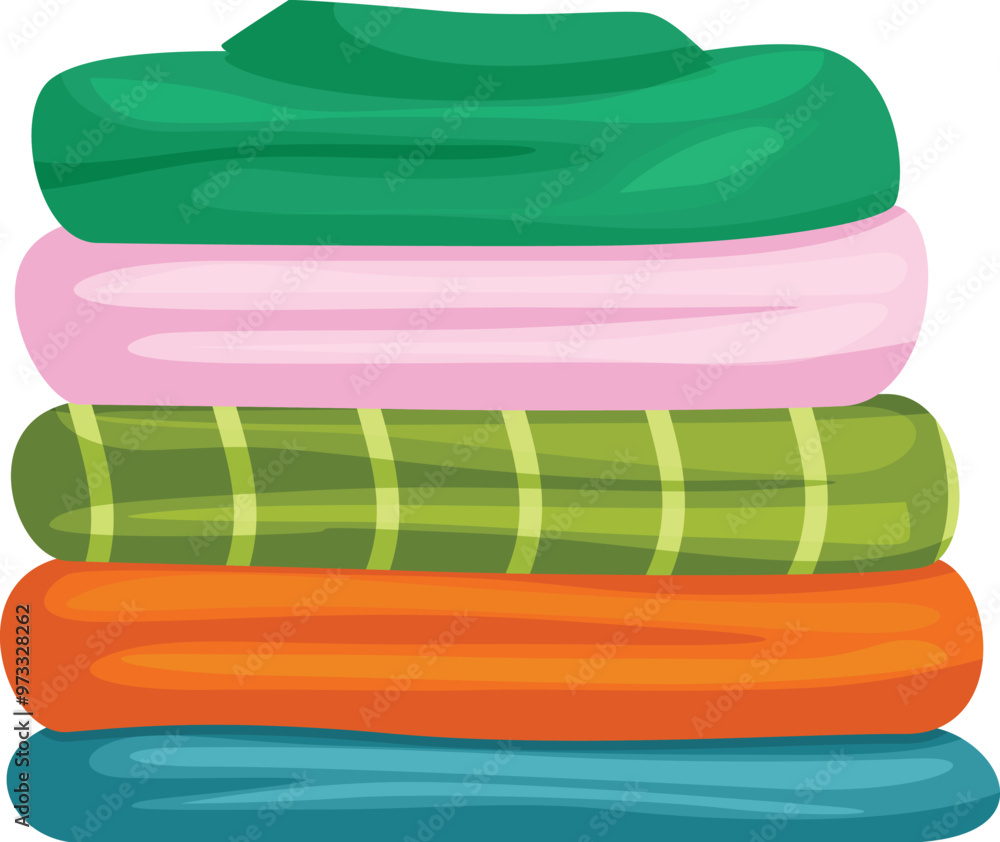 Poster stack of colorful towels folded neatly, creating a visually appealing display of household textiles
