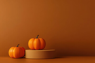 3d still life of Pumpkins on brown background
