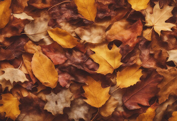 Pile of autumn leaves isolated on white background
