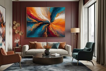 Vibrant Abstract Art in Rich Colors for Modern Living Spaces
