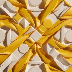 Top view of geometric yellow and white background