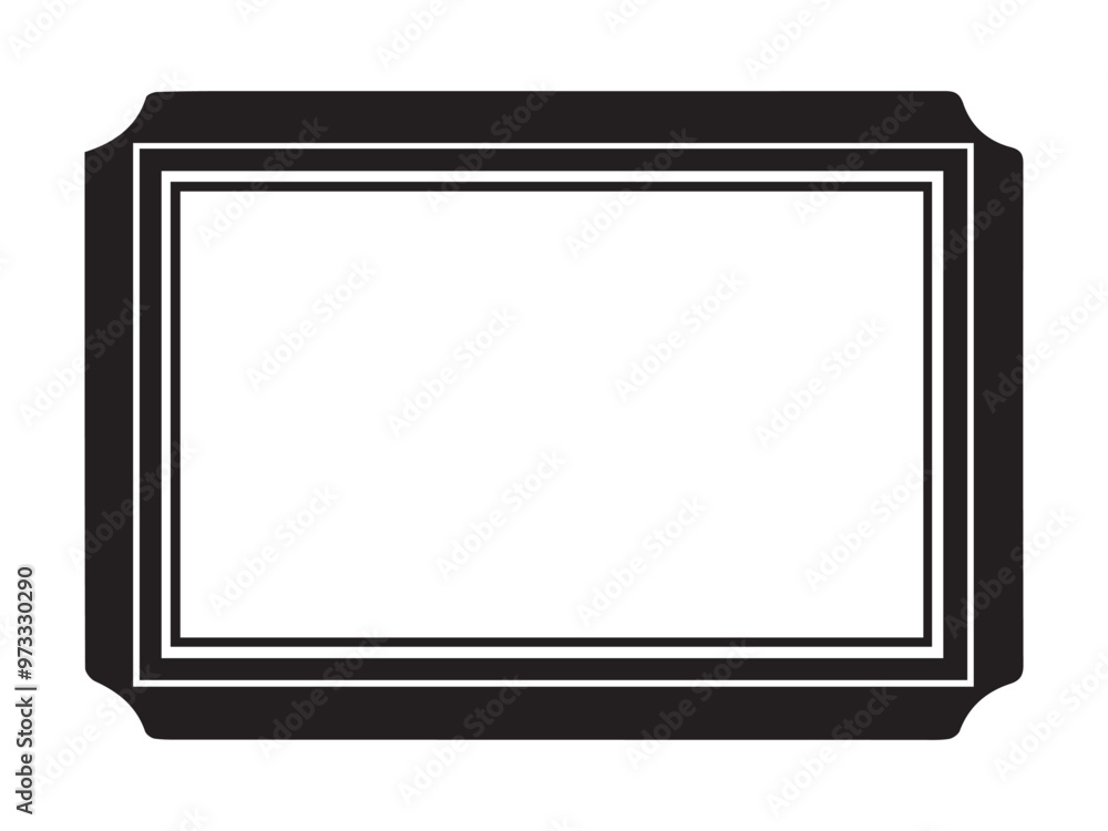 Poster black rectangular frame with white double inner lines isolated on a white background. concept of cla