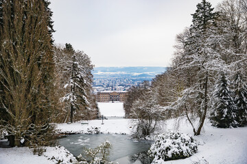 Kassel, Germany - trees and buildings in winter