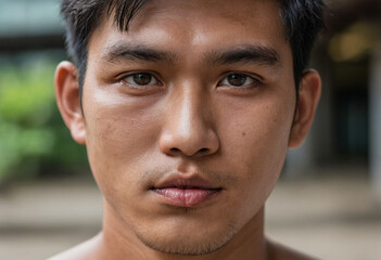 Obraz premium thoughtful young asian adult man or teenager boy, feeling sad, unhappy and dissatisfied, lonely and alone or problems and worries, dissatisfaction and dreary bad mood, depression