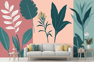 Vivid Digital Pastel Art with Bold Botanical Designs for Stylish Wall Decor