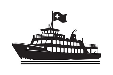 Professional Electric Ferry Silhouette Vector Art for Transportation Projects