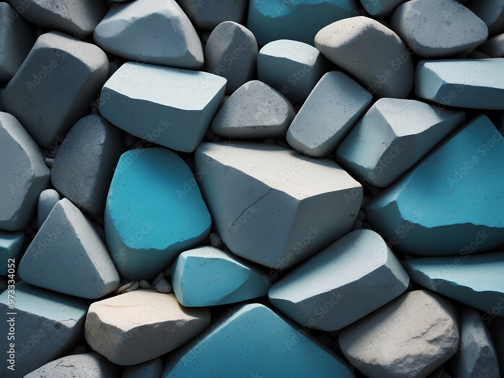 Aufkleber abstract arrangement of blue and gray stones, forming a geometric pattern with subtle shading and or