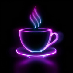 Neon signage, signage, coffee cup, directional signage
