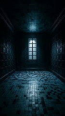 Obraz premium Dark room with tile floor and wall background