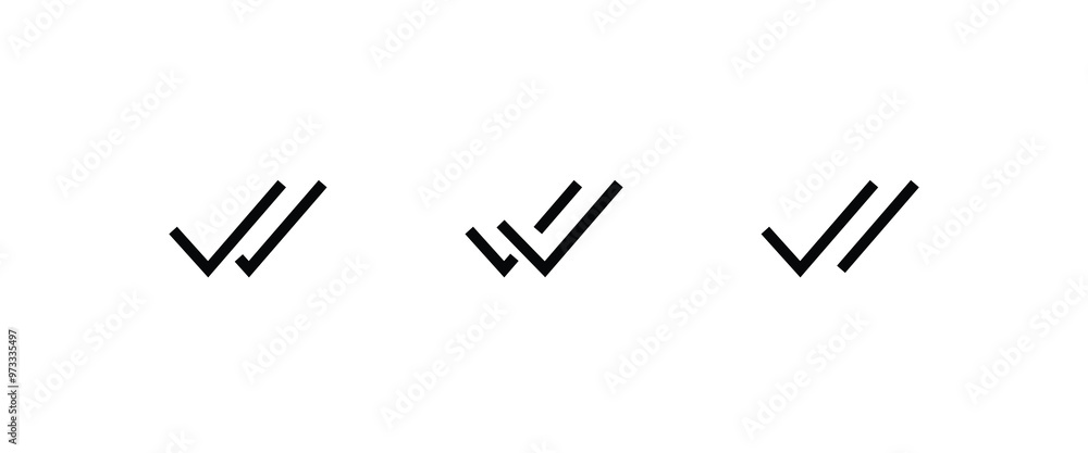 Poster simple double tick, checklist icon double check mark chek, ok, yes icon approved line and flat icons