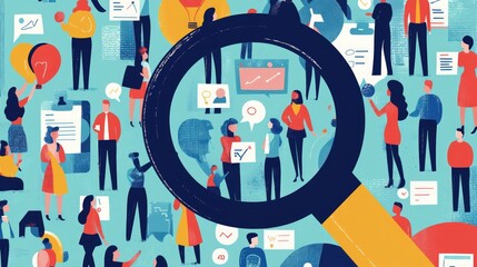 Obraz premium Illustration of market research identifying target audiences to create personalized marketing strategies.