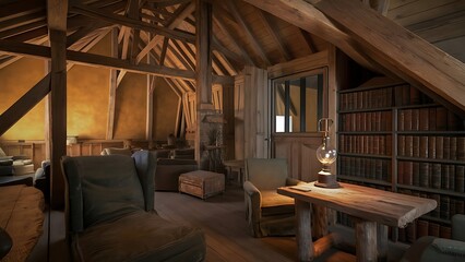 Naklejka premium Old wooden interior