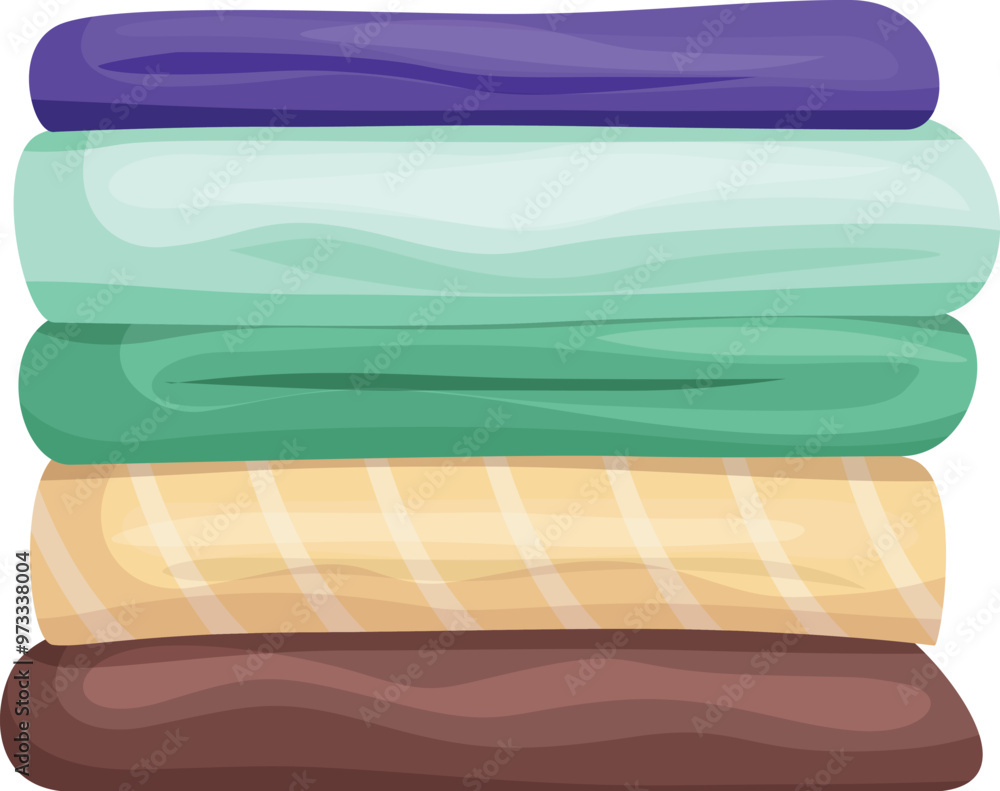 Aufkleber stack of colorful folded towels or blankets is lying on a white background