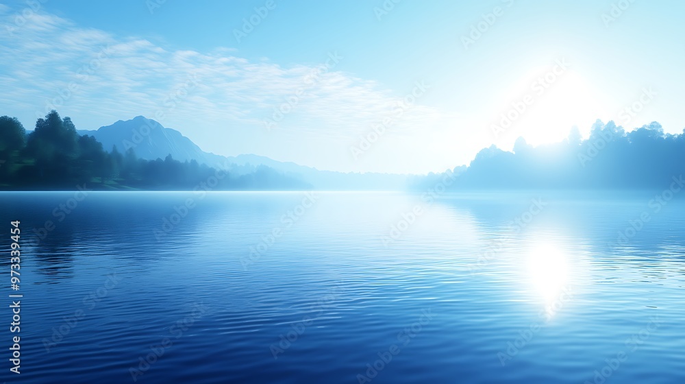 Poster a smooth, flowing river background with a calm, open space for text