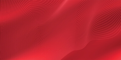 Abstract red gradient background with glowing wave. Shiny red moving lines design element. Modern flowing wave lines.