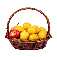 Fruts in a basket on a isolated on a  transparent  background 