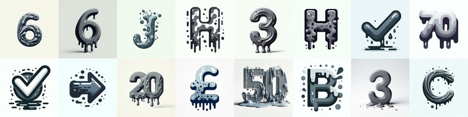 Gray Lettering Typeface. AI generated illustration