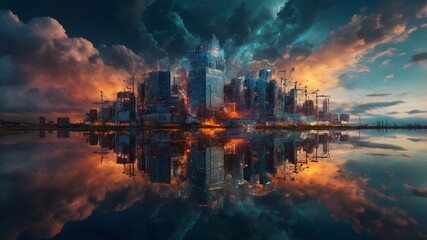 Naklejka premium Kunst trifft Funktion: Die Hybrid-Cloud