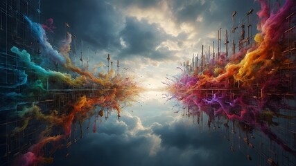 Obraz premium Innovationskunst: Die Struktur der Hybrid-Cloud