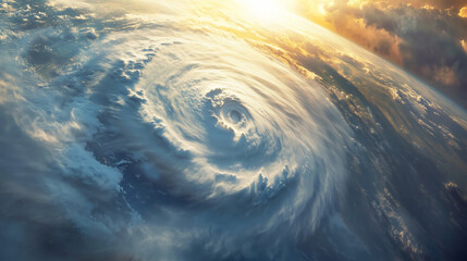 Storm clouds swirl above the Earth. View of the Earth from space.