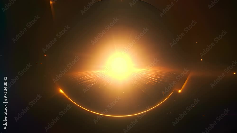 Aufkleber light flare in the dark space. abstract background with shiny lens glare effect