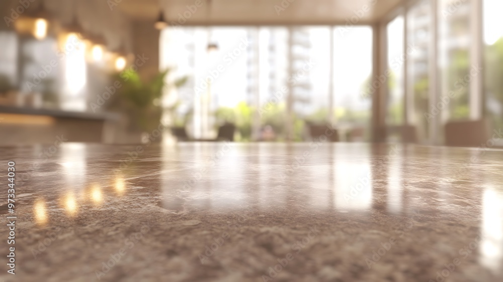 Poster a smooth, polished granite countertop background with a subtle shine and a large space for text