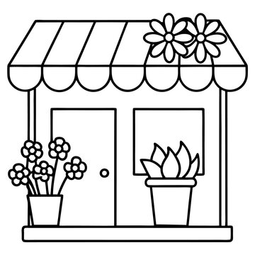 recommend clip art: flower shop outline coloring book page line art drawing
